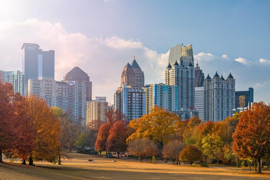 Horizonte del centro de Atlanta, Georgia, Estados Unidos desde Piedmont Park
